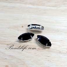 뽀트 모양 글라스 캡보석 백금도금, 검정, 5-10mm(30개), 1개