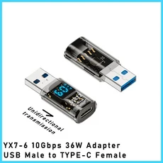 디지털 LED 디스플레이 USB 3.2 어댑터 36-60W 10Gbps 노트북 Type-C 변환기 데이터 전송 스마트 칩 전력계, 03 style 6