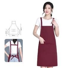 주방 민소매 허리 앞치마 폴리에스테르 작업복 셰프 베이킹 바베큐 홈 레스토랑 남녀공용 보호복 도구, 03 wine red