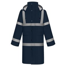 TCCFCCT 레인 재킷 하이 비스 방수 후드 포함 작업용 튼튼한 긴 우비 하이킹 캠핑 야외 활동을 위한 안전 레인 기어 L 네이비 블루