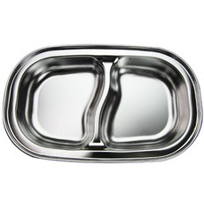 [해피키즈빌] 국산 2구 물결 간식 접시 유아 스텐 식판, 2구물결접시, 1개