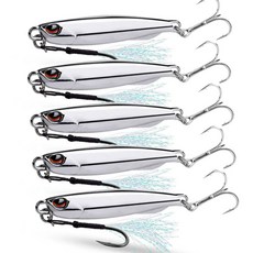 고광택 크롬 메탈 지그 다어종 루어 5개 세트 10g~40g 볼락 광어 우럭 삼치 농어 갈치