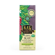 Ka'u Coffee Mill 내추럴 다크 로스트 원두 커피 - 과일 향신료 코코아 및 당밀 노트 - 엄선된 천연 가공 하와이 재배 아라비카 콩 - 고급 프리미엄 스몰 배치, 세미 워싱 미디엄 다크, 8 Ounce (Pack of 1), 1개