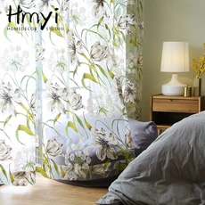 미국 튤 커튼 열대 꽃 잎 거실 주방 녹색 창 처리, 05 W300xH270cm 1piece, 04 Hooks, 01 Green tulle curtains