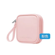 POLYWELL 迷你 3C 隨身收納包 適用無線耳機 線材 配件 適用萬能充 moztech lapo 此商品適用, 1個, 粉紅色,迷你隨身收納包