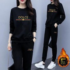 빛나는 판다여성용 긴 소매 기모 조거 트레이닝세트 야위어 보이다빛나는 판다