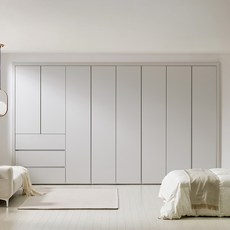 [보루네오] 붙박이장 슬라이딩 여닫이 미닫이 안방 가구 맞춤시공 제작 9자 10자 11자 12자 13자, 05.네오3단서랍여닫이_웜베이지