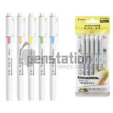 파이롯트 키레나 형광펜 베이직/페일 5색 세트, 1개, 베이직컬러 5색 세트