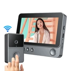 2.4G 무선 비디오 인터콤 초인종 4.3 인치 IPS 스크린 비디오 초인종 카메라 빌라 용 도어 벨 인터콤 시, 01 Y10-Doorbell, 03 32G Card