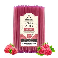 더 허니 자 라즈베리 맛 꿀 스틱 - 차 커피 또는 건강 The Honey Jar Raspberry Flavored Honey Sticks - Pure Honey Straws, 산딸기, 50개 (1팩), 1개