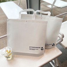 부직포 쇼핑백 복장 선물 소 중 대 손잡이 선물봉투 포장봉투 리볼빙 영문, 25개, 흰색