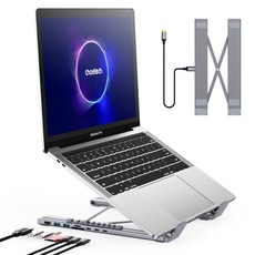 초텍 7in1 멀티허브 노트북 접이식 거치대 HUB-M48 + 파우치 세트, 그레이(거치대), 1개
