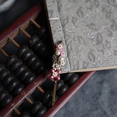 春熙 全手工粉花朵中式髮夾 鴨嘴夾