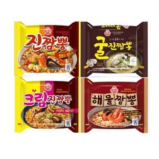 오뚜기 짬뽕라면 4종 세트 각1개씩-[진짬뽕130g+굴진짬뽕130g+크림진짬뽕130g+해물짬뽕120g], 3세트