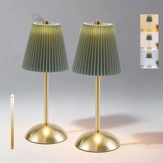 쁘띠리틀 2팩 배터리 구동 테이블 램프 충전식 3CCT 및 스텝리스 디밍 나이트스탠드 데스크 파티오의 실내 실외 배치를 위한 LED 무선 터치 4.5인치 W x 11.5인치 H