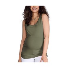 Motherhood Maternity 여성용 사이드 주름 장식 스쿱넥 임산부 탱크탑 레드 XS, S, 비틀