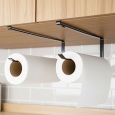 오르벤 무타공 클립형 키친타올 걸이, 블랙, 2개