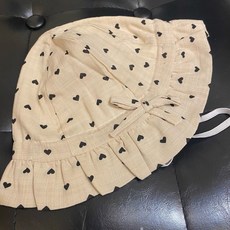 純棉全麻紗嬰兒帽 愛心 寶寶遮陽帽