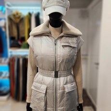 디즈니골프 여성 골프 조끼 베스트 스트레치 심플 필드룩 HP8LJV045 양모카라 벨티드 패딩 조끼DH5580774