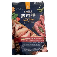 汪喵星球 犬用慢烘鮮食蔬肉糧，全齡犬適用，無穀低敏，蔬果牛肉魚配方，腸胃保健，口腔護理, 牛肉+蔬菜, 910g, 1個