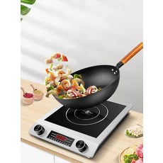 인덕션 전기레인지 고화력 대형 원룸 해면용 스토브 평면 전기 고출력 레인지 업소용 세라믹, 노브 플랫 실버 팩 4 웍+수프