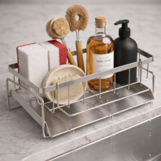 헤인느 올스텐 자동 물빠짐 수세미 거치대, 1개, 스텐