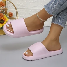 쿠쿠스토어 부드러운 밑창 에바 홈 슬리퍼 여성 실내 무소음 미끄럼 방지 슬라이드 가벼운 비치 플립플랍, 02 분홍색, 04 38-39