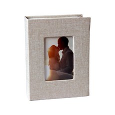 사진 앨범 4x6 사진 앨범 결혼 선물 리넨 하드커버 사진 앨범, Beige, 6 inches 100