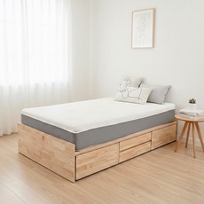 무헤드 원목 디자인 수납 서랍형 4단서랍 침대 내추럴 월넛 우드 SS/Q/K
