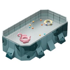 嘉述免充氣水池家用戶外支架泳池寶寶可折疊戲水池家用 兒童游泳池 兒童戲水池 游泳池 折疊游泳池, 1個, 1.6米菲林綠免充氣泳池