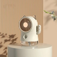 탁상용 선풍기 무소음 무선 미니 usb 충전형 사무실 선풍기 전기 안개 US 데스크탑 귀여운 작동 기계 사무실 스프레이 냉각 고양이 학생 미니 충전식, 흰색 소가죽 상자
