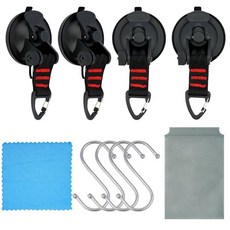 QSYZAIL 자동차 차양 RV 보트 창문 캠핑 트랩용 튼튼한 흡착 컵 후크 4개먼지 커버가 있는 삼각형 후크 135676, 먼지 커버가 있는 삼각형 후크