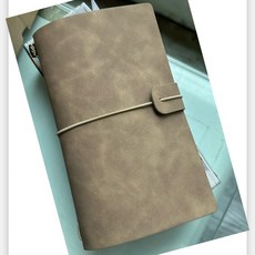 a6復古綁帶旅行手賬本旅遊打卡蓋章日記本可替換內芯活頁筆記本子, 棕色,道林紙點陣（2冊內頁）, 1個