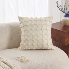 簇絨葉子抱枕套 家用客廳沙發靠墊 輕奢高級感靠枕, 卡其點點,45*45cm枕頭套+枕芯
