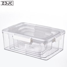 Z3JC 保鮮盒食品級冰箱專用收納盒冷凍帶蓋密封盒樂扣盒吧唧收納盒, 1個, 白色-四件套(小號+中號+大號+特大號):如圖