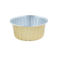 布丁杯 慕斯杯 圓形蛋糕盒 彩色錫箔杯 空氣炸鍋適用 烘焙盒, 金色, 1個