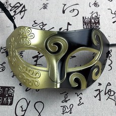 派對面具 王子麵具中國古風半臉 帥氣化妝舞會 舞臺表演萬聖節眼罩道具, 金加黑, 1個
