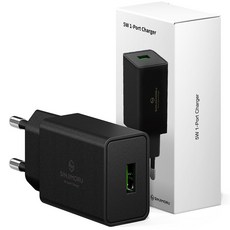 신지모루 전압 전력보호 USB 휴대폰 충전기, 블랙, 1개