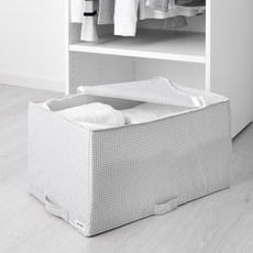 IKEA STUK 34x34x28 cm 換季衣物適用 拉鍊收納盒, 灰/白 拉鍊收納盒, 1個
