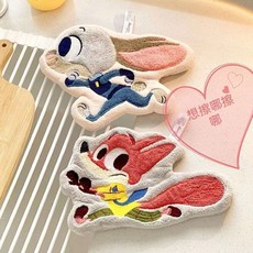 卡通動物擦手巾：掛式速乾吸水毛巾，可愛造型，廚房衛生間適用, 【單色珊瑚絨】擦手巾非cp,【動物城擦手巾】三代升級限量促銷, 1個