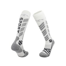 羊毛滑雪襪 - 長效保暖 舒適透氣 防滑減震 M/L碼, 白灰(8215), 1套