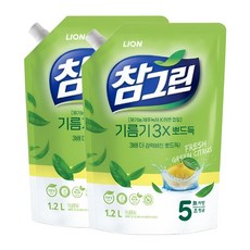 참그린 주방세제 3X 기름기 뽀드득, 1.2L, 2개