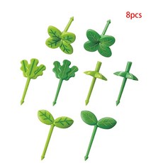 8pc 과일 포크 이쑤시개 작은 샐러드 네잎 클로버 작은 포크 를위한 미니 케이크 추천 도시락 도시락 액세서리 파티 장식, 8PCS, 1개