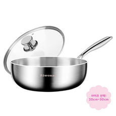 Riwonas 통3중 미니형 대형 스텐 궁중팬 북경팬 볶음팬 웍팬 전골냄비 인덕션겸용, 1세트, 32cm