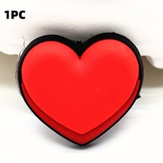 1pc 블랙 화이트 알파벳 구두 매력 악어 팔찌 슬리퍼 휴일 파티를위한 DIY 액세서리 선물에 대한 PVC, 04 Red Heart-1 pc