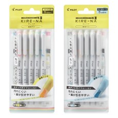 파이롯트 키레나 트윈팁 형광펜 5색, 1세트, 페일1베이직1 (KIRE-NA 5색)
