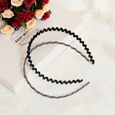 무광 웨이브 헤어밴드 블랙 그레이 세안 밴드 머리띠 세트 패션 소품 2개입