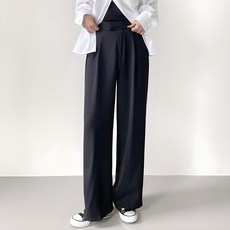 jalbba jean 女款隱藏鉤壓褶寬版長西裝褲