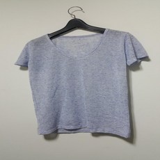 여성 브이 V넥 블루 퍼플 여름 데일리 반팔 티 데일리 베이직