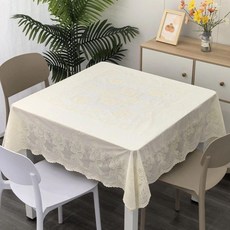 正方形餐桌桌布 防水防燙免洗PVC歐式家用桌墊, 1個, 100*100cm雨蝶花米, 100*100cm